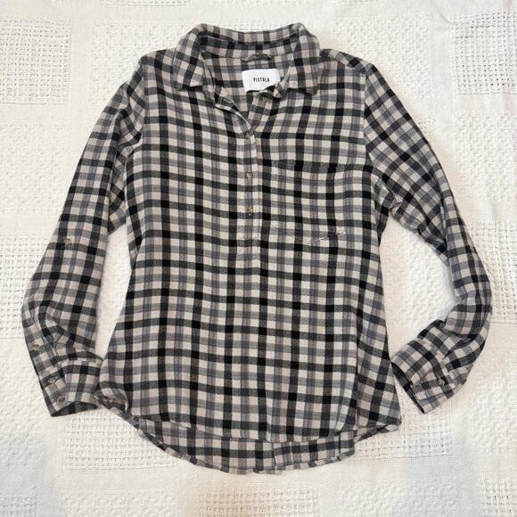 Pistola medium 1/2 button front plaid shirt button back TLS1 2805 - Picture 8 of 11